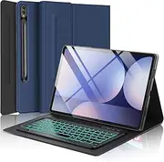 Samsung Galaxy Tab S9 Ultra Keyboard Case 14.6 inch 2023, Smart Folio Cover with S Pen Holder, 7 Color Backlit Detachable Bluetooth Keyboard for Galaxy Tab S9 Ultra 2023/S8 Ultra 2022 14.6”, Dark Blue
