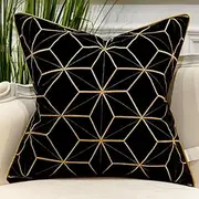 Avigers Navy Blue Gold Striped Cushion Cases Luxury European Throw Pillow Covers Decorative Pillows for Couch Living Room Bedroom Car, Luxury Velvet, Black-c4, 20" x 20"