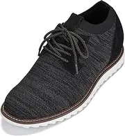 [CALTO] Men's Invisible Height Increasing Elevator Shoes - Charcoal Grey Lightweight Lace-up Casual Derby - 3.2 Inches Taller - J1504 - Size 8 D(M) US