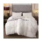 EMME Luxury White Fuzzy Duvet Cover Set King Size Fluffy Comforter Cover Set ...