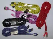 5 pc ASSORTED COLOR CLOTH MICRO USB ANDROID CHARGER PHONE CORD usb 6 FT