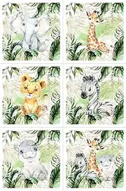 UniqueFabricPanels Safari Fabric Panel Set (6 Panels), Quilting Panels, Baby Quilt Panels, Cotton Baby Panels, Panel for Quilting