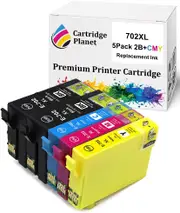 5 Pack (2BK,1C,1M,1Y) Compatible Ink for Epson 702XL for Epson Workforce Pro WF-3720 Workforce Pro WF-3725 Workforce Pro WF-3730