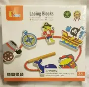 VIGA Lacing Blocks -- Pirates, Pretend Play 3+ Fun Toy Brand New