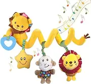 Car Seat Toy, Car Toy for Car - Activity Play Doll Plush Lion Seat Sign, for Soft Ass Stretch Sensory Game for Stroller