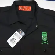 NEW NWT DICKIES FRANKENSTEIN SKULL WRENCH CROSSBONES RACING WORK SHIRT Sz Mens L
