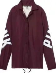 Victoria's Secret PINK Limited Edition Sherpa Lined Jacket Maroon L Htf New