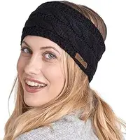 Womens Cable Knit Ear Warmer Headband - Winter Fleece Lined Headwrap by Brook + Bay