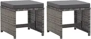 Generic Garden Stools 2 pcs with Cushions Poly Rattan Anthracite