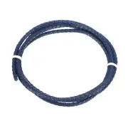 Round Braided Leather Cord Bolo Leather Cord 3mm x 1m Navy Blue