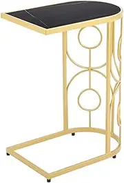 Exquisite C-S-Qing-Desk C-Shaped Marble Coffee Table, Multifunctional Snack Table Living Room Bedroom Bedside Table Home Computer Desk(Size:45 * 30 * 60CM,Color:B)