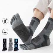 5 Pairs Men's Split Toe Long Socks Thick Compression Mesh Outdoor Fitness Running Cycling Basketball Travel 5 Finger Spo