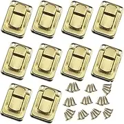 Wanfoou 10 PCS Toggle Catch Lock, Golden Zinc Alloy Hasp Lock with Screws for Suitcase Chest Trunk Latch Clasp