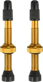 uxcell 2pcs Tubeless Valve Stems 48mm Aluminum Alloy Tubeless Valve Super Light No Leak Durable Valve Stem Caps Multiple Color & Size Fit Most Bicycle Tubeless Rims Pair, Yellow