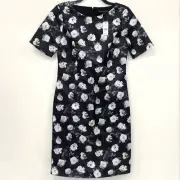 NWT Brooks Brothers White Rose Patterned Black Dress Women’s Sz 4