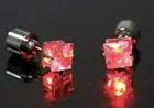 PAIR STUD EARRINGS Replaceable Battery LED LIGHT-UP screw back Glow in the dark