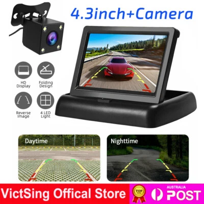 4.3'' Foldable Car Rear View Monitor Reversing Parking Camera 4 LED Night Vision