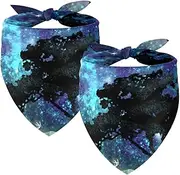 2 Pack Owner and Dog Bandana Set, Pet's Mom/Dad Bandana or Scarf Set, Family Matching Bandanas, Night Meteor Elk Aurora