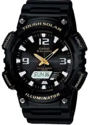 Casio AQS810W-1B Men's Black And Gold Dial Tough Solar Watch AQS810W-1BV