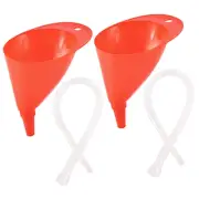 2 Sets Cars Car Accessory Long Funnel Transmission,Fuel Funnel Gas Oil Change To