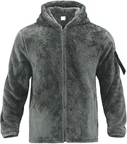 [SWJGLITTR] Mens Fuzzy Sherpa Jacket Full-Zip Hooded Warm Coat Heavyweight Fleece Zip Up Jacket