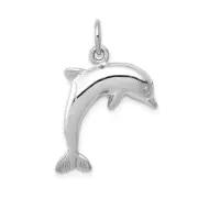 14k White Gold Dolphin Pendant Charm Jumping Sleek Marine Symbol Necklace Bracel