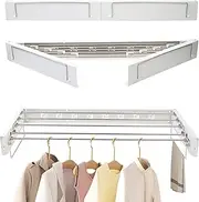 Gemsaya 80cm Wall Mounted Drying Rack, Stainless Steel Foldable Clothes Drying Rack With 2 Handles, Indoor & Outdoor Space Saver Washing Line Clothes Dryer, White Retractable Laundry Clothes Airer