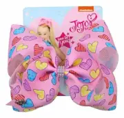 Jojo 8" Pink Bow with Hearts