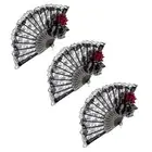 Halloween Black Hand Fan Lace Rose Handheld, Vintage Retro Flower Folding4033
