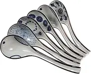 SOLUSTRE Ceramic Soup Spoons 6pcs Mini Japanese Spoons Tableware for Soup Dumplings