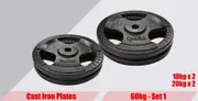 60kg Standard 26.5mm Triple Handle Cast Iron Weight Plate Set - Choose your own