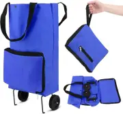 Amusingtao Collapsible Shopping Trolley, Folding Shopping Bag with Rubber Whe...