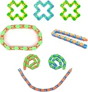 Wacky Tracks 24 Links, Wacky Tracks Snap Click Toy Set, Party Bag Children's Birthday, Fidget Sensory Toy for Children, Anti-Stress Chains Toy, School Cone Filling Boys Girls, 8 Pieces