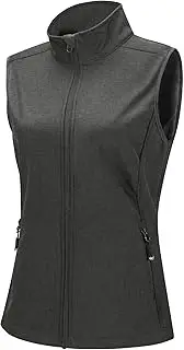 [33,000ft] Women's Softshell Full Zip Gilet Fleece Lined Windproof Vest Outerwear Lightweight Sleeveless Jacket for Running Hiking Golf