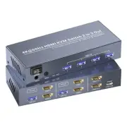 4K60Hz USB3.0 Dual Monitor HDMI KVM Switch 2 Minitors 2 Computers, 2 Port HDM...