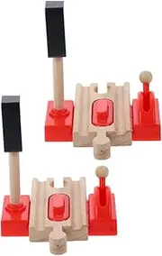 Educational Train Sets Wooden Train Track Accessories Bridge Barrier Traffic Light for Boys and Girls