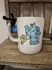 Rae Dunn Disney Pixar Monsters Inc Mike Sully Double Sided Ceramic Mug
