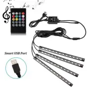 Car Atmosphere Lights Kit LED Flexible Strip light RGB Bar static color Music