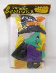 Handcrafted Homespun Creations Deluxe 60" Halloween Witch on Broom Windsock