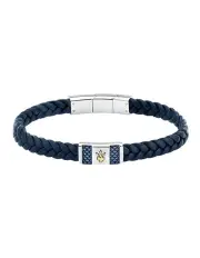 [Maserati] Interlaced Leather And Steel Bracelet in Blue