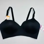 New Warners Bra 38DD Wire Free Black Padded Cups Adjustable Straps Style 1011