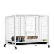38" Dog Cage Crate Kennel Cat Collapsible Metal Cages Playpen Large 4 Wheels AU