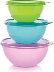 [Tupperware] Brand Wonderlier Bowl Set - 3 Containers to Prep, Store & Serve Meals + Lids - Dishwasher Safe - BPA Free