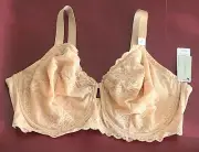 Calvin Klein Seductive Comfort Unlined Underwire Beige Bra QF1741 Sz 44DDD NWT