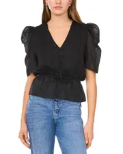 1.state Puff Sleeve Peplum Top