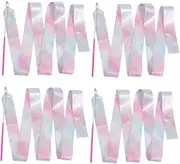 4pcs Gymnastics Ribbon Dance Ribbons Ribbon Dancer Wand Dancing Streamers Twirling Dance Streamer Rhythmic Gymnastics Wands Twirling Wand for Praise Dance Flags
