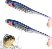 Bass Fishing Lure Kit - Realistic Paddle Tail Swimbaits - Realistic Swimbait T Tail Wear Resistant Fish Accessories for Trout Walleye Pike Freshwater Saltwater