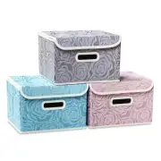 Collapsible Storage Boxes with Lids Fabric Decorative Storage Bins Cubes Orga...