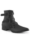 Pleaser Demonia WARLOCK-50-B 1 1/2" Block Heel Pointed Toe Ankle Boot, Side Zip