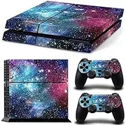 Vinyl Skin Sticker for Playstation 4, Blue Galaxy PS4 Console and Controllers Skins Wrap Vinyl Sticker Decal Cover